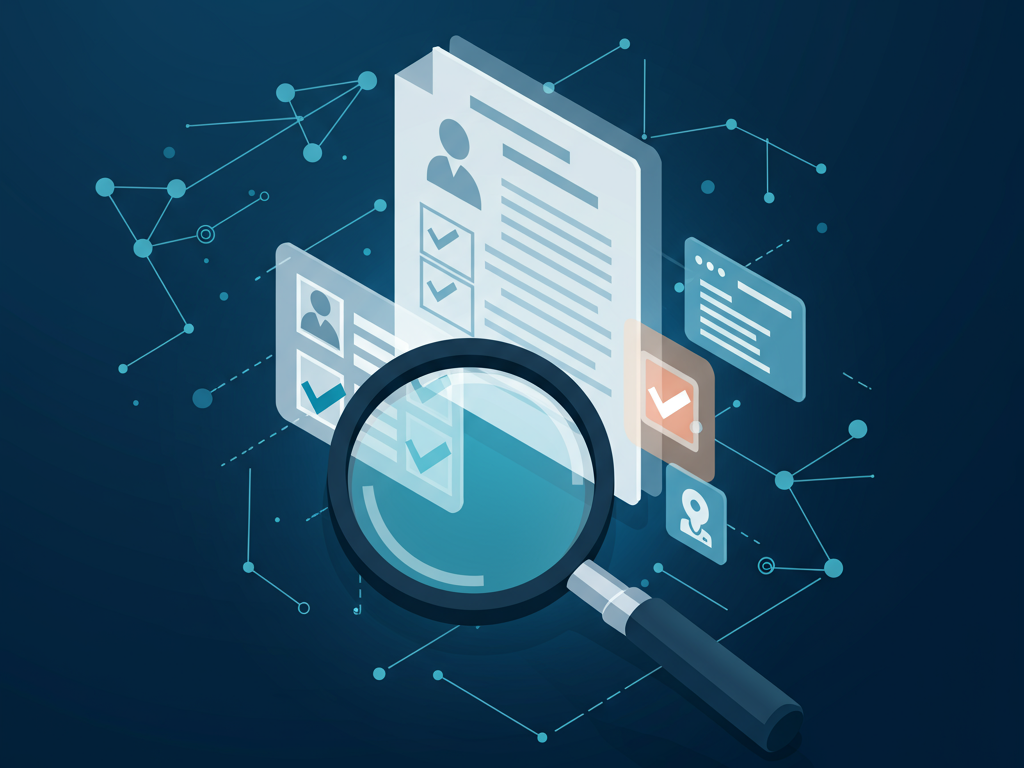 Illustration for AI fact-checking, showing data verification and accuracy.