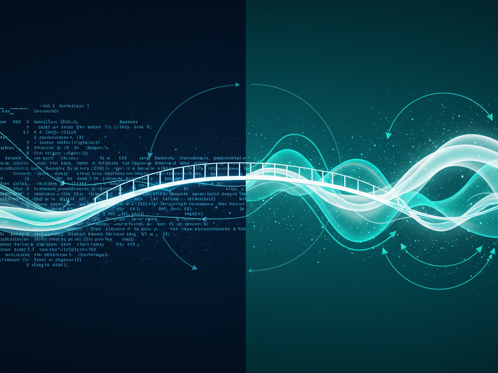 Illustration for AI content humanization, showing a transition from robotic to natural text.