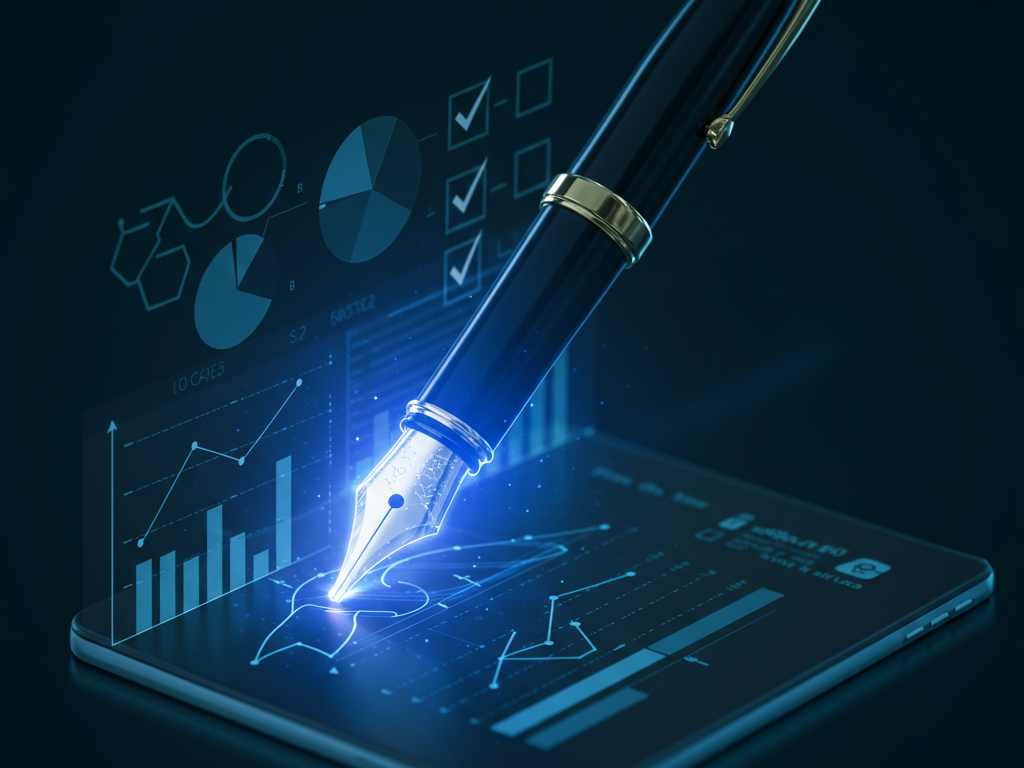 Illustration representing high-quality content creation, showing a blend of creativity and precision.